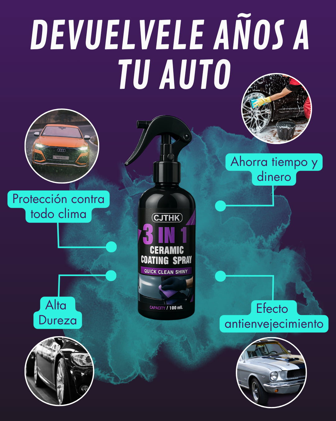 LIMPLEX - Spray 3 en 1 para autos