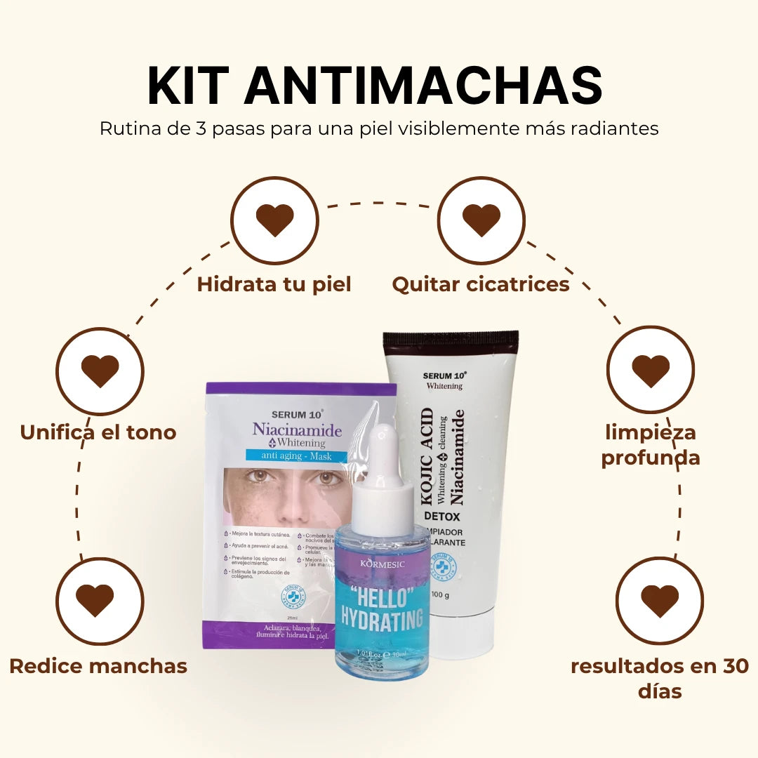 KIT ACLARANTE E HIDRATANTE DE 3 PASOS