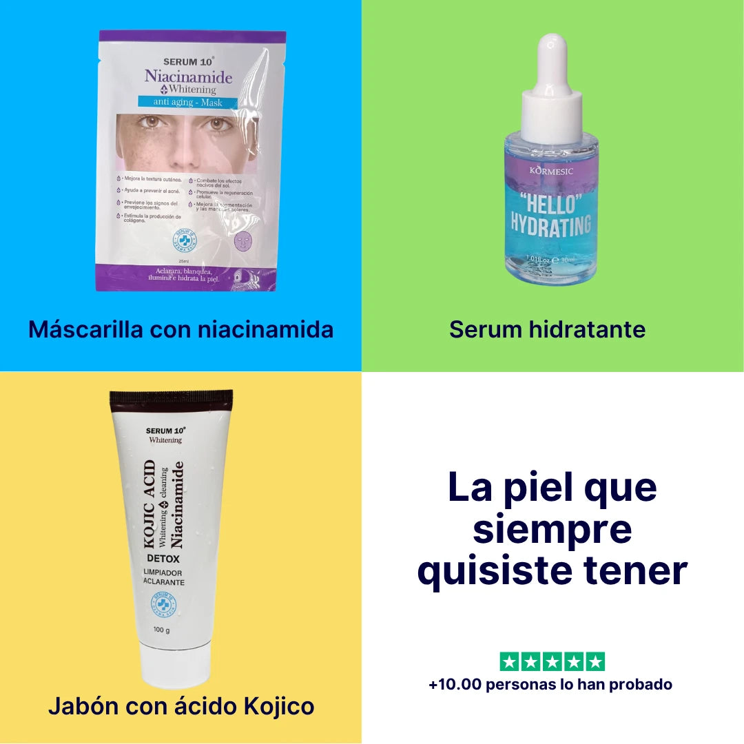 KIT ACLARANTE E HIDRATANTE DE 3 PASOS
