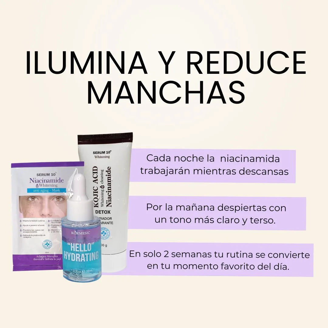 KIT ACLARANTE E HIDRATANTE DE 3 PASOS