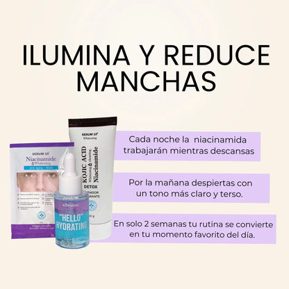 KIT ACLARANTE E HIDRATANTE DE 3 PASOS