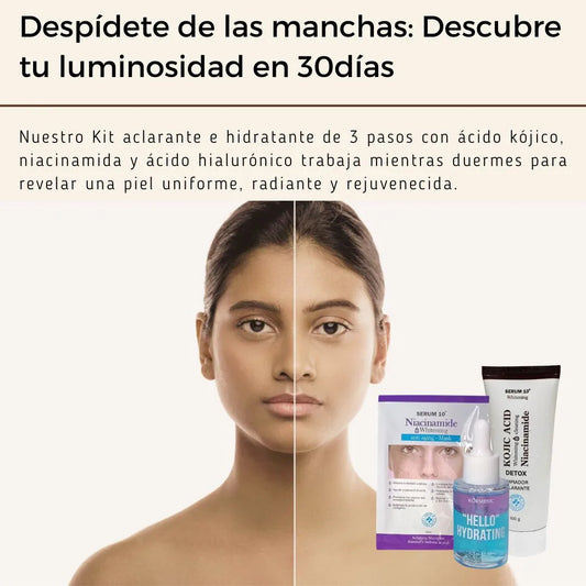 KIT ACLARANTE E HIDRATANTE DE 3 PASOS