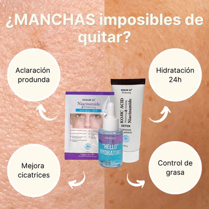 KIT ACLARANTE E HIDRATANTE DE 3 PASOS